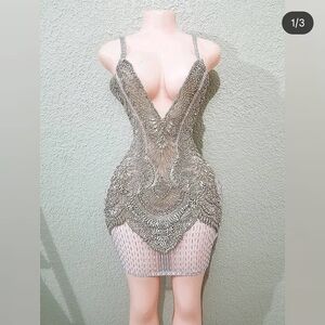 Elegant Silver Embellished Dress